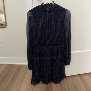 EXPRESS Navy Shimmer mock neck dress